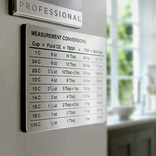 1-Piece Stainless Steel Refrigerator Magnet with Baking Unit Conversion Chart, Kitchen Baking Utensil and Home Decoration, Refrigerator Decorating Magnet, High-End Fridge Magnet, Decorative Fridge Magnets, Magnets for fridge