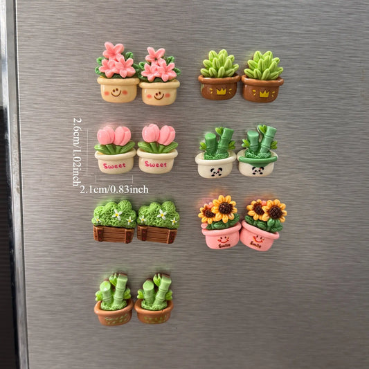 7/14pcs Colorful Plant Resin Refrigerator Magnets, Decorative Fridge Magnets, Creative Kitchen Decor, Soft Magnetic Decoration, Multiple Styles, Holiday Birthday Gift, Refrigerator Decorating Magnets, Magnets For Fridge