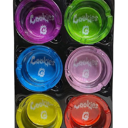 2.5" Decorative Glass Ashtray - Durable Heavy Glass Home Supplies, Practical Easy-Clean Lighter Accessory, 2.5 Inches Space Saver Blue Compact Room Decor (Styles #1 to #6) for Apartment Use