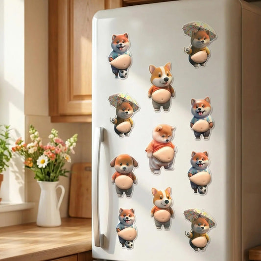 2/4pcs 3D Shiba Inu Stress Relief Magnets, Cute Magnets for Fridge, Soft Silicone Design, Universal Use, Waterproof, Decorative & Protective, Perfect for Home & Car