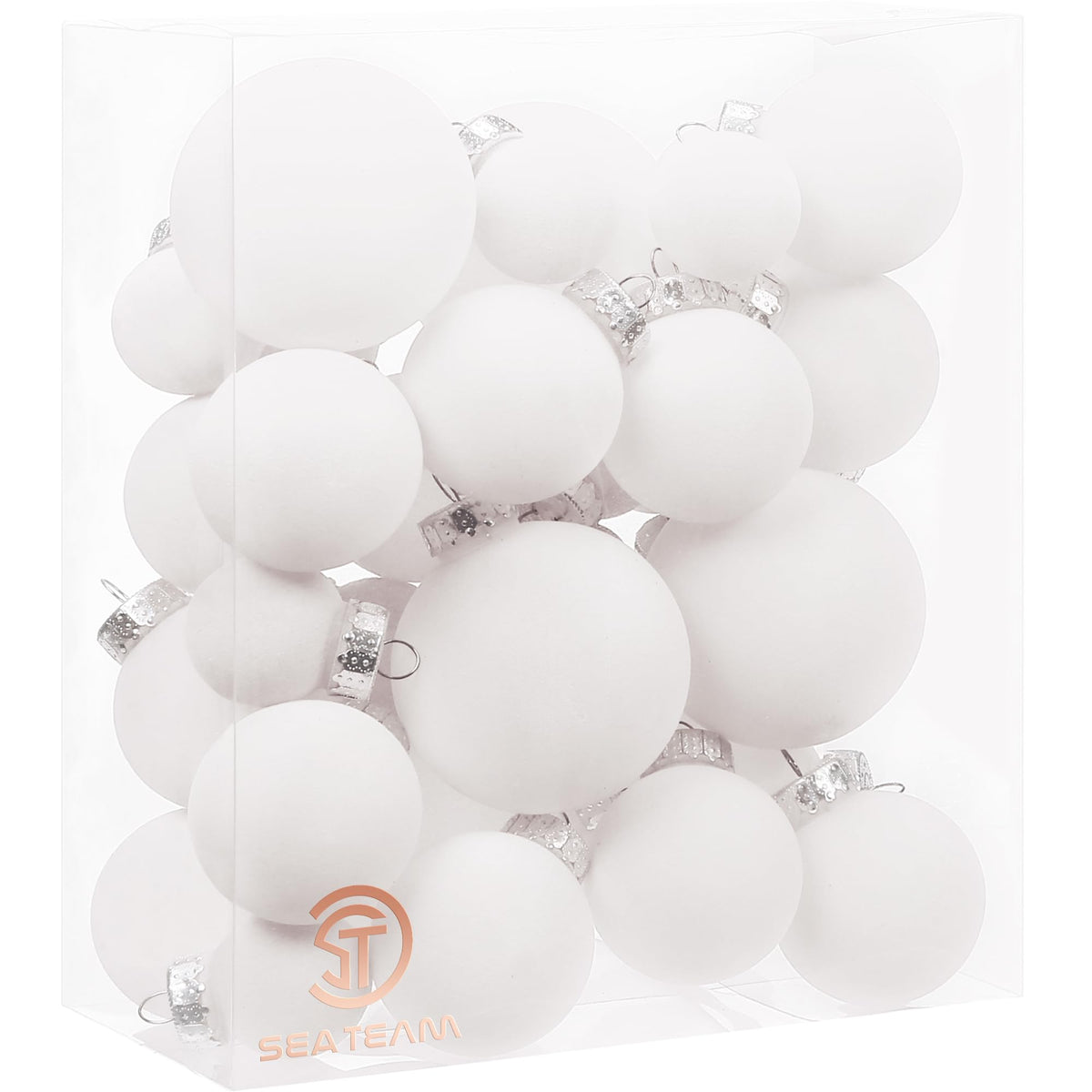 Sea Team 25-Pack Flocked Velvet Christmas Ball Ornaments, Prairie Fall