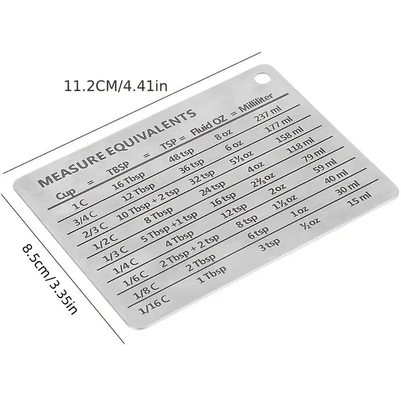 1-Piece Stainless Steel Refrigerator Magnet with Baking Unit Conversion Chart, Kitchen Baking Utensil and Home Decoration, Refrigerator Decorating Magnet, High-End Fridge Magnet, Decorative Fridge Magnets, Magnets for fridge