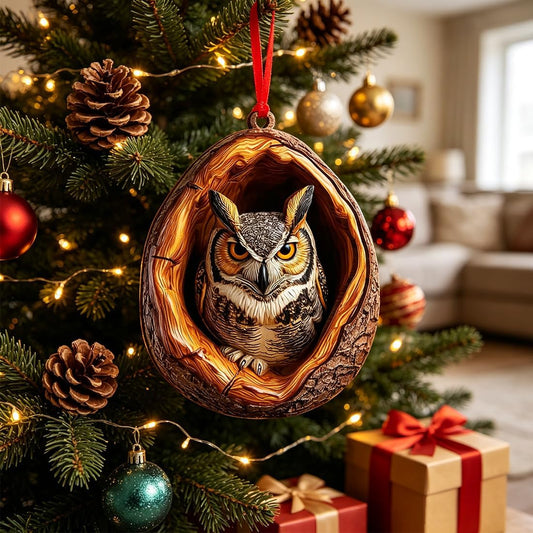Owl Christmas Ornaments 2026, 3D Resin Woodland Animal Ornament, Owl Gifts