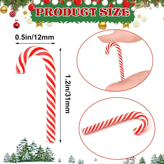 80Pcs Fake Mini Candy Canes for Christmas Crafts