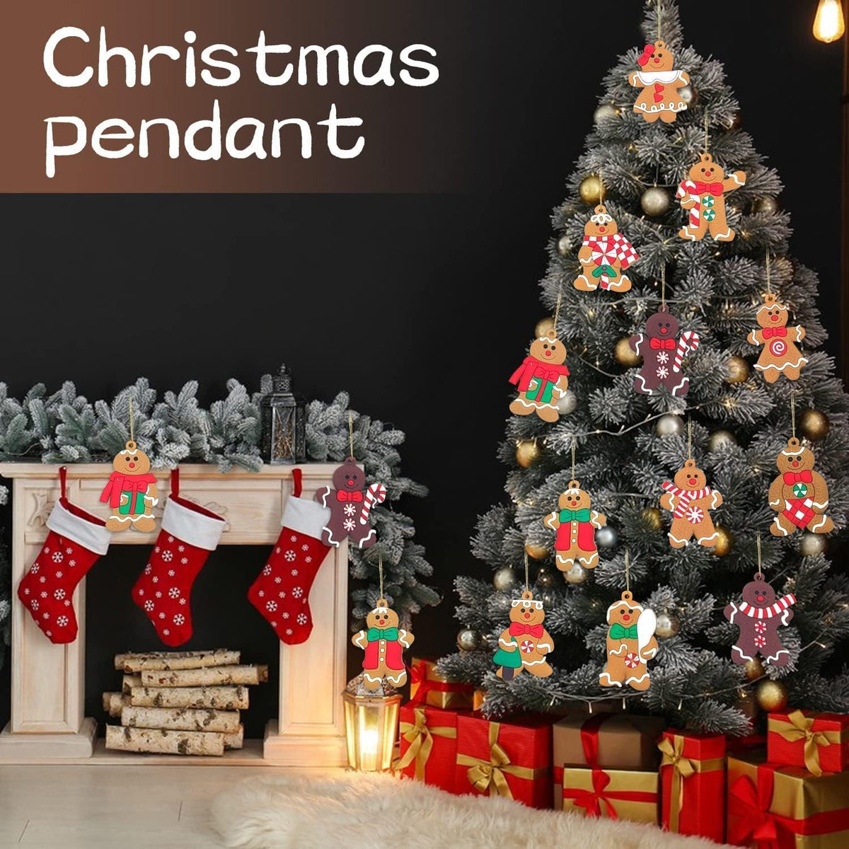 Gingerbread Man Ornaments 12pcs Gingerbread Christmas Decorations for Tree, Cute Hanging Plastic Gingerbread Figurines Ornaments for Christmas Tree, Home Decor Living Room Kids Birthday Party Supplies