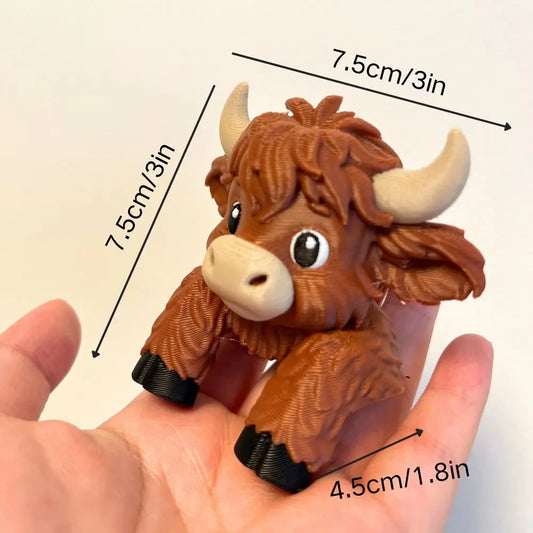 3D Printed Highland Cow Monitor Buddy and Screen Sitter, Emotional Support Desk Companion, Office Decor, Cow Desk Decoration, Work and Study Companion, Stress Relief, Birthday Gifts, Decor Figurine, Desktop Decor, Party Gifts