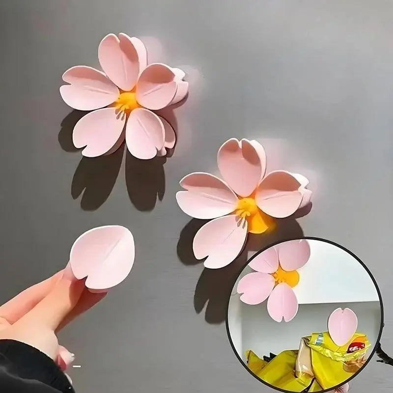 Sakura Flowers Magnetic Fridge Seal Clip - Manual-Measure Home Supplies for Snack Sealing, Refrigerator Decor