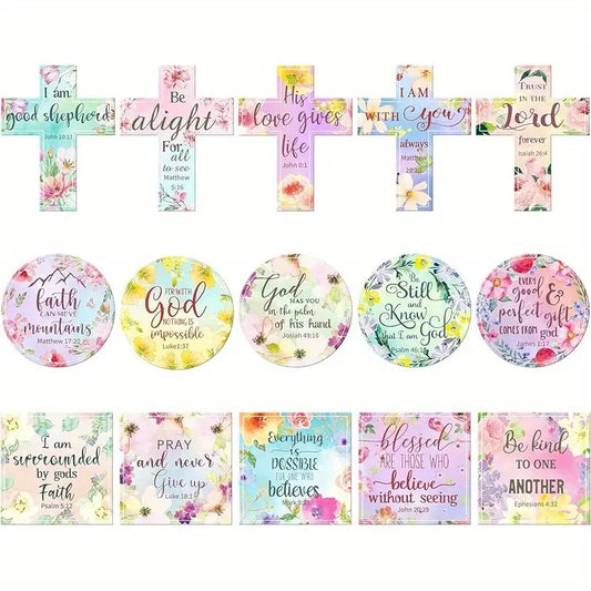 15 Pcs Inspirational Refrigerator Magnets with Bible Verses Inspirational Faithful Locker Inspired Fridge Magnet Set Christian Motivational Flower Magnets Refrigerator Decorating Magnet