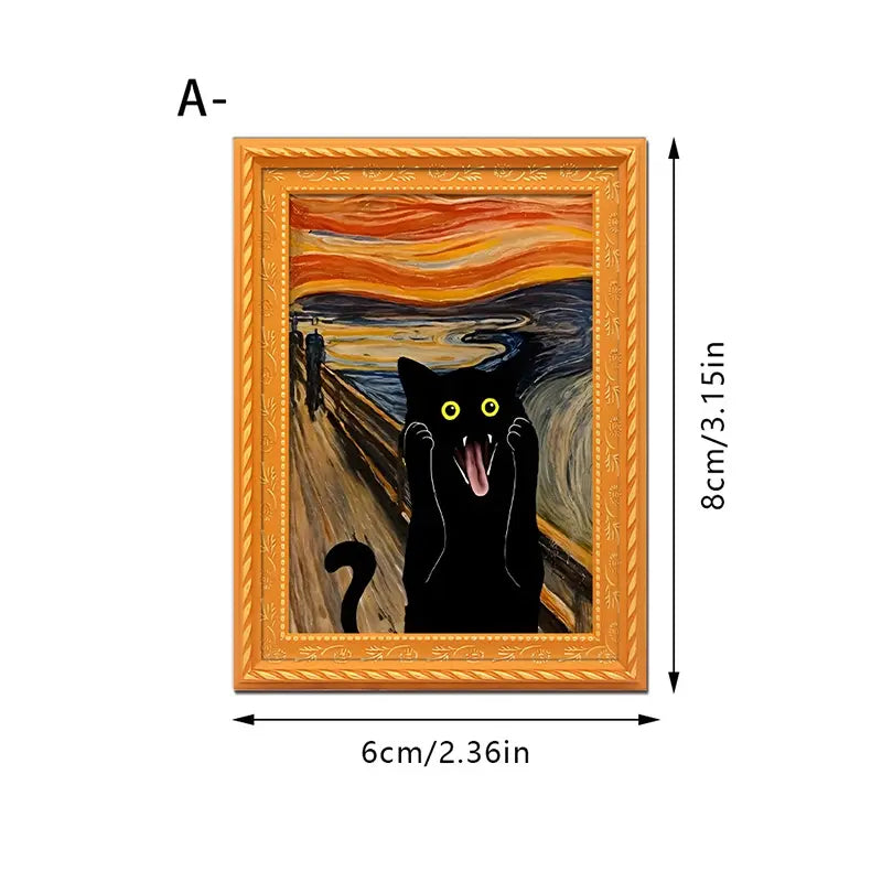 1PC Cute Cat Refrigerator Magnets, Refrigerator Decorating Magnets, Black & White Cat Design with Pink Accents, Durable Bamboo Material, Perfect for Home & Office Decor, Holiday Gifts, and Kitchen Accessories