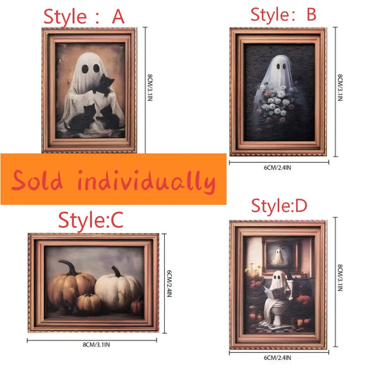 Vintage Style Halloween Magnetic Kitchen Refrigerator Magnets, Wooden Poster Fridge Decorations for Christmas & Halloween Wall Decoration, Home Decor, Refrigerator Decorating Magnet