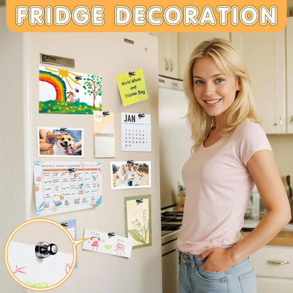 12 Pack Refrigerator Magnets Set, Small Strong Magnetic Clips for Whiteboard, Office, Classroom, Kitchen and Maps, Fridge Magnet Clip
