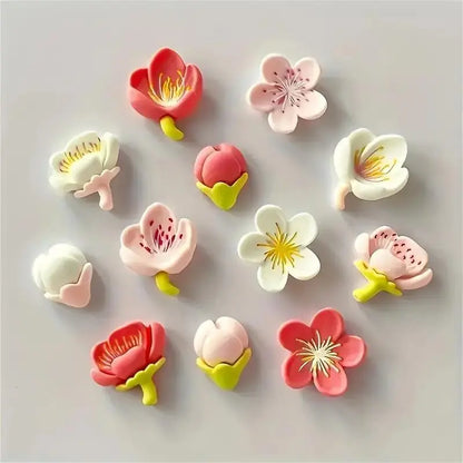 Flower Design Fridge Magnet, Flower Magnets, Refrigerator Magnets Decorative, Refrigerator Decorating Magnets, 12pcs/set Cute Mini Creative Fridge Decoration, Office Home Decoration & Photo & Message Whiteboard Sticker