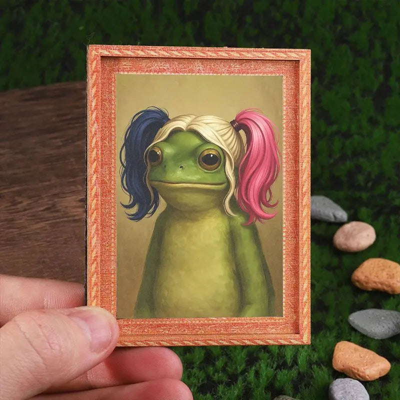Funny Frog Refrigerator Magnet, Mini Photo Frame Fridge Magnet, Humorous Home Decor, Festive Decoration, Great Holiday Gift, Magnetic Item