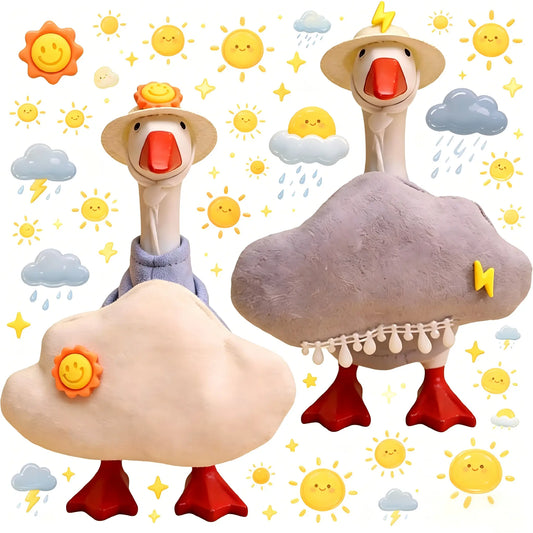 7-Inch Bolt-Accented Lightweight Decorative Desk Goose Costume Set for Magnetic Goose Statue - 2 Weather Themes (Rainy, Sunny with Cloud Hat), Moodmatch Decor, Swap Sun/Storm Outfits, All Ages Ideal Gift, DIY Specialty Supplies,sohochic