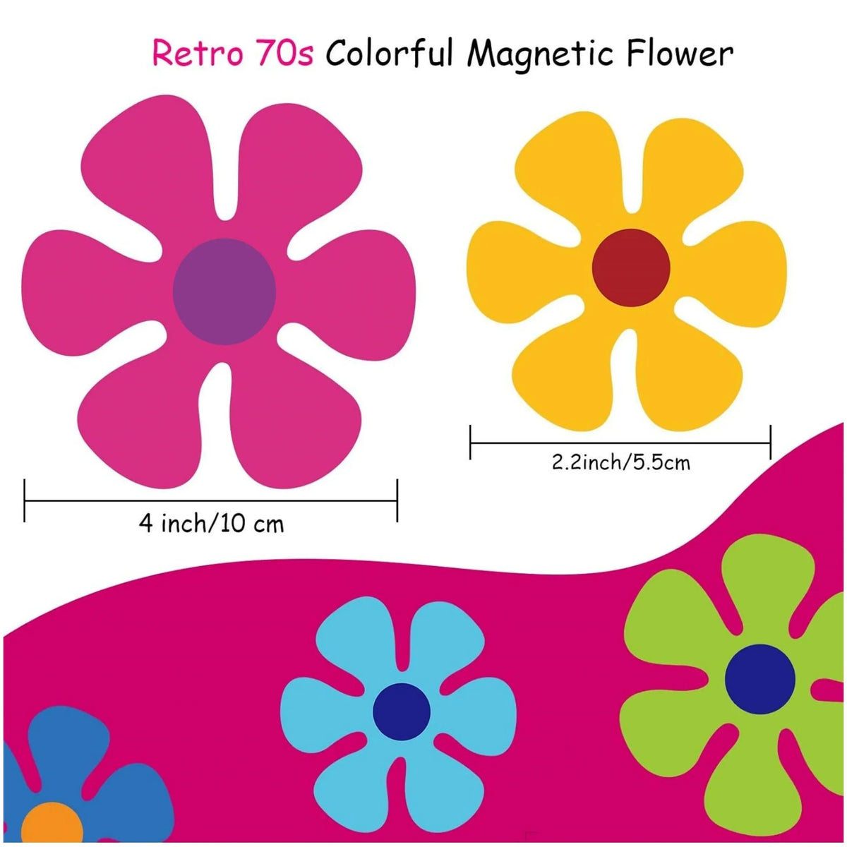 16pcs Car Flower Magnet Funny Magnetic Decals Decorations Cute Fridge Magnets 60s Flower Cutout Magnet for Car Home Door Whiteboard Refrigerator omnaments