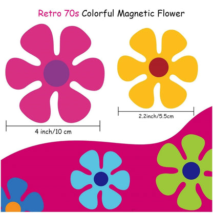 16pcs Car Flower Magnet Funny Magnetic Decals Decorations Cute Fridge Magnets 60s Flower Cutout Magnet for Car Home Door Whiteboard Refrigerator omnaments