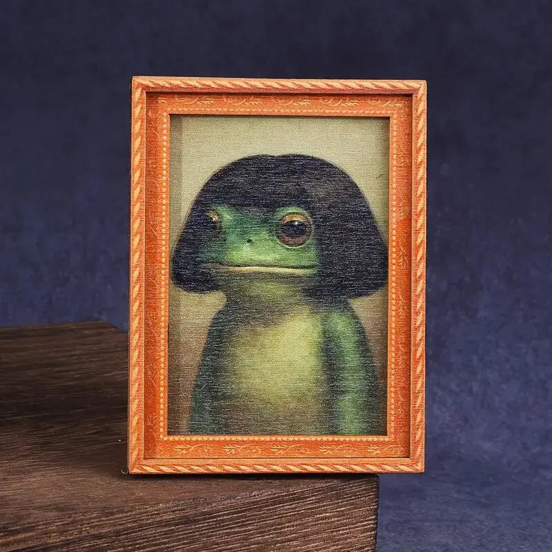 1 Count Funny Frog Magnet, Mini Fridge Magnet with Green Frog & Haircut Design, Modern Kitchen Decor, Durable Wood Construction for Refrigerator, Fridge, Refrigerator Decorating Magnet, Decorative Fridge Magnets