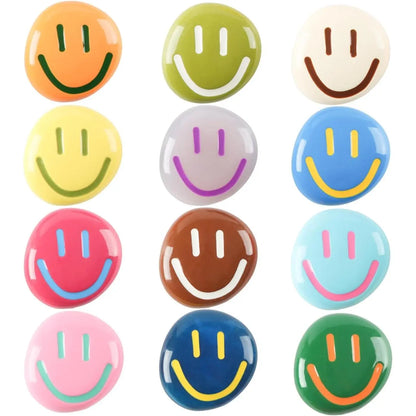 X-RM10 12Pcs Irregular Geometric Resin Fridge Magnets - Cute Smiley Face, 3mm Small Size Fridge Door Decor for Whiteboard, Locker - Home Kitchen Back to School Work Gift Supplies