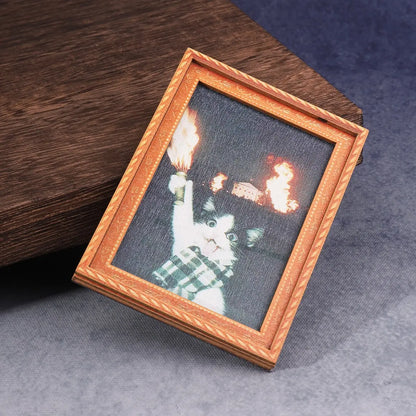 1PC Cute Cat Refrigerator Decorating Magnet, Mini Photo Frame Fridge Magnet, Fun Cat Playing Fire Magnet, Home Decor Gift for Living Room Bedroom Kitchen Study, Decoration, Cute Fridge Magnets