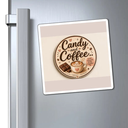 Candy and Coffee Magnet | Coffee Cup and Chocolate Illustration