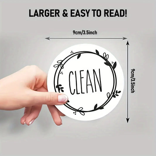 1-Piece Reversible Dishwasher Clean-Dirty Magnet Sign with Stickers - Reversible Signal, Strong Magnet, Scratch-Free, Waterproof, Easy to Read, Fits Dishwashers & Storage, Aesthetic Kitchen Decor, Kitchen Life Saver