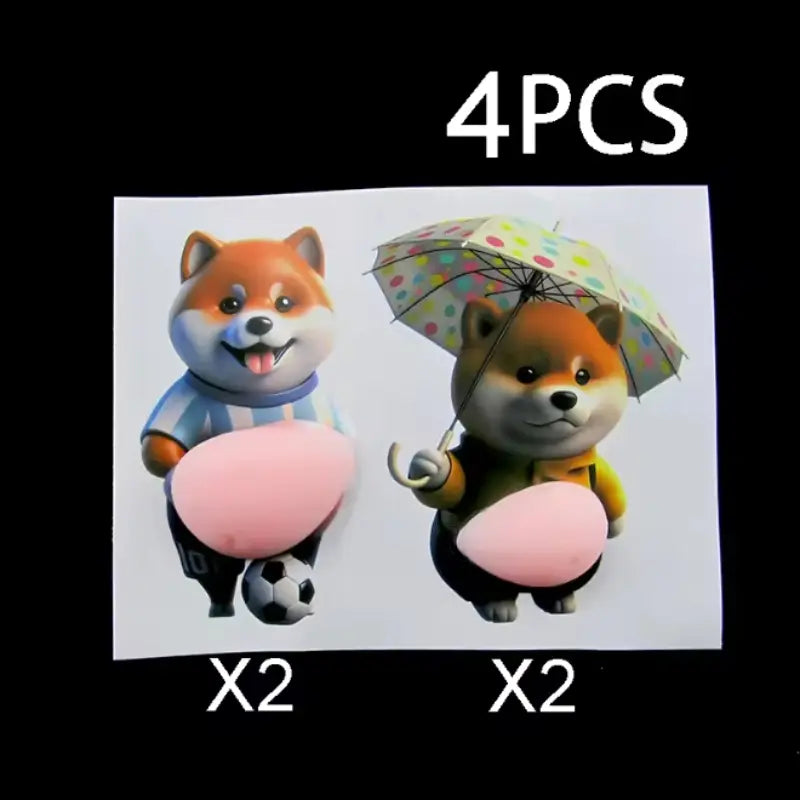 2/4pcs 3D Shiba Inu Stress Relief Magnets, Cute Magnets for Fridge, Soft Silicone Design, Universal Use, Waterproof, Decorative & Protective, Perfect for Home & Car