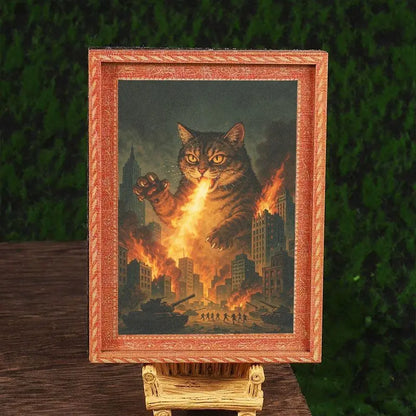 Funny Refrigerator Magnet, Higher End Fridge Magnets, Small Decorative Art, Giant Cat Breathing Fire, Home Decoration, Creative Fridge Magnet, Refrigerator Decorating Magnet, Magnets For Fridge, Great Holiday Gift