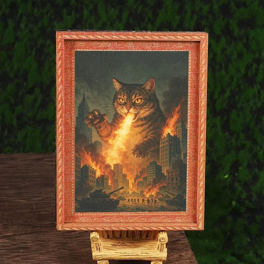 Funny Refrigerator Magnet, Higher End Fridge Magnets, Small Decorative Art, Giant Cat Breathing Fire, Home Decoration, Creative Fridge Magnet, Refrigerator Decorating Magnet, Magnets For Fridge, Great Holiday Gift