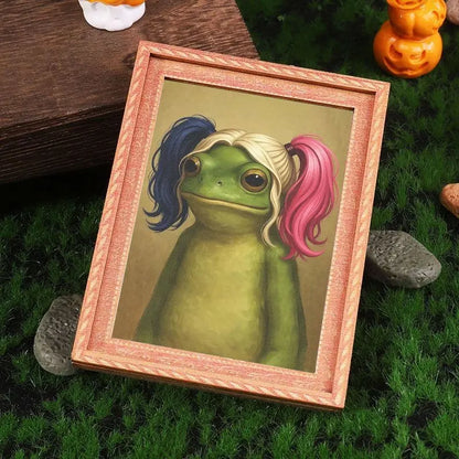 Funny Frog Refrigerator Magnet, Mini Photo Frame Fridge Magnet, Humorous Home Decor, Festive Decoration, Great Holiday Gift, Magnetic Item
