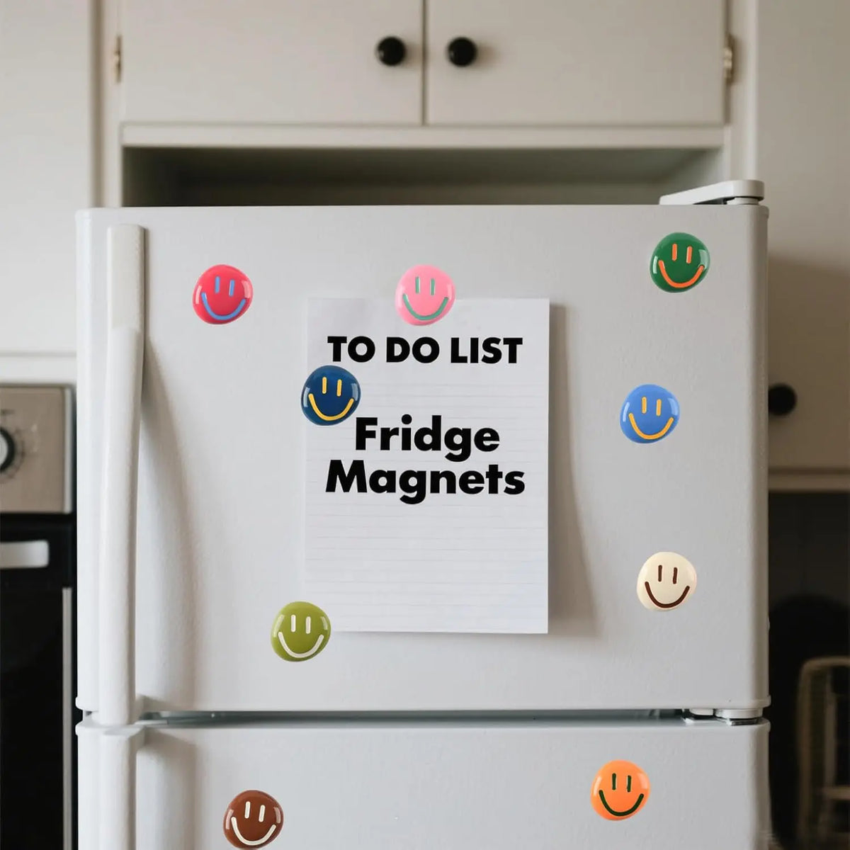 X-RM10 12Pcs Irregular Geometric Resin Fridge Magnets - Cute Smiley Face, 3mm Small Size Fridge Door Decor for Whiteboard, Locker - Home Kitchen Back to School Work Gift Supplies