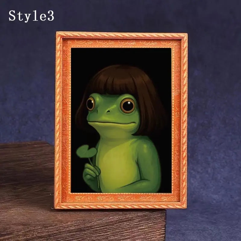 1 Count Funny Frog Magnet, Mini Fridge Magnet with Green Frog & Haircut Design, Modern Kitchen Decor, Durable Wood Construction for Refrigerator, Fridge, Refrigerator Decorating Magnet, Decorative Fridge Magnets