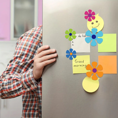 16pcs Car Flower Magnet Funny Magnetic Decals Decorations Cute Fridge Magnets 60s Flower Cutout Magnet for Car Home Door Whiteboard Refrigerator omnaments