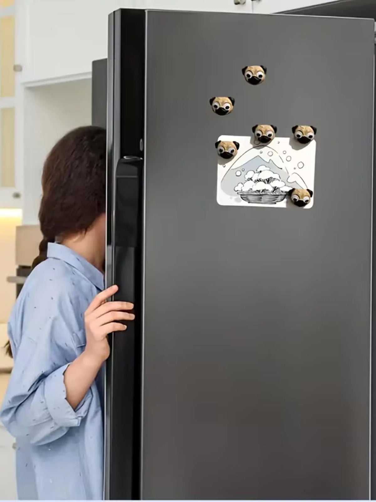 5pcs Cute Pug Dog Refrigerator Magnets, Refrigerator Magnets Set - Cute Magnets for Fridge - Mini Decorative Kitchen and Office Whiteboard Magnets for Home Decor - Perfect Mother's Day Gift