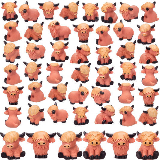 Gejoy Mini Highland Cow Figurines Small Cow Highland Cow Statues Decorations for Car Office Garden Desktop Decor 3D Ornament Employee Appreciation for Coworkers Colleagues Friends Students Perfect for Birthday Party Favors Hide and Seek Labor Day Gift