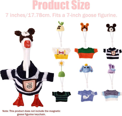 6-Set Soft Cloth Mini Cute Polyester Desk Knitting Outfits - Decorative Beanie & Wardrobe Collection for 7-in Figurine, Collectible Home Decor Ornaments, Tabletop Size DIY Supplies, Goose-Themed Home Office Gift, Sohochic