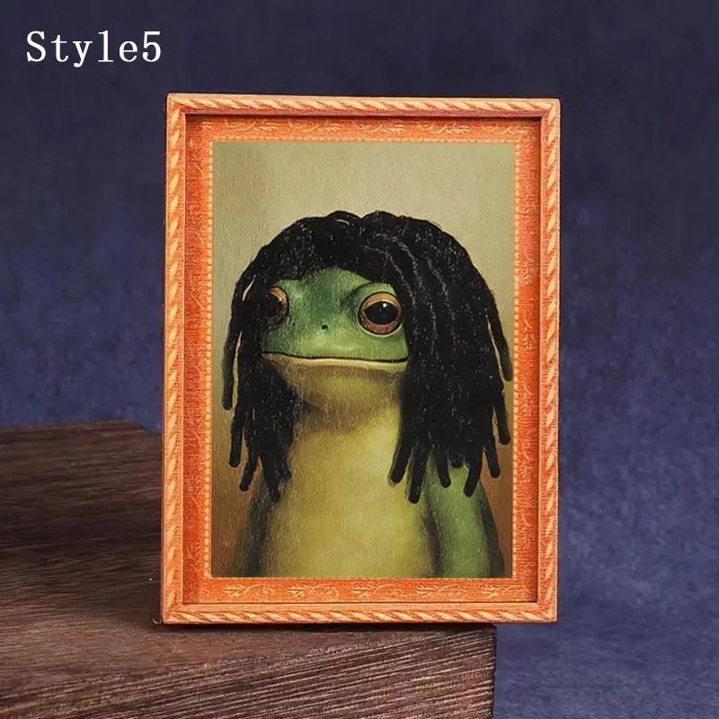 1 Count Funny Frog Magnet, Mini Fridge Magnet with Green Frog & Haircut Design, Modern Kitchen Decor, Durable Wood Construction for Refrigerator, Fridge, Refrigerator Decorating Magnet, Decorative Fridge Magnets