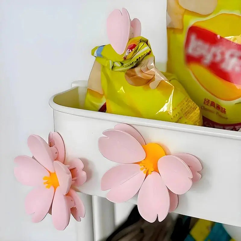 Sakura Flowers Magnetic Fridge Seal Clip - Manual-Measure Home Supplies for Snack Sealing, Refrigerator Decor