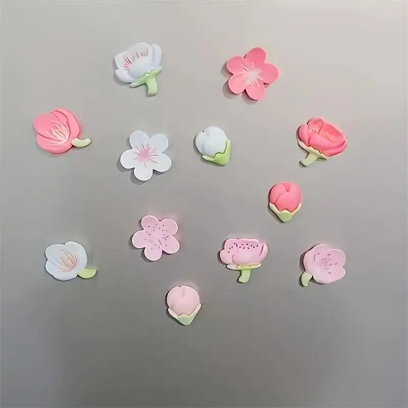 Flower Design Fridge Magnet, Flower Magnets, Refrigerator Magnets Decorative, Refrigerator Decorating Magnets, 12pcs/set Cute Mini Creative Fridge Decoration, Office Home Decoration & Photo & Message Whiteboard Sticker