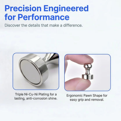 Strong Magnet, Thumbtack Magnet, Refrigerator Magnet, Brushed Nickel Magnets, Ideal for Whiteboards, Refrigerators, Kitchens, Offices, Schools-MM1