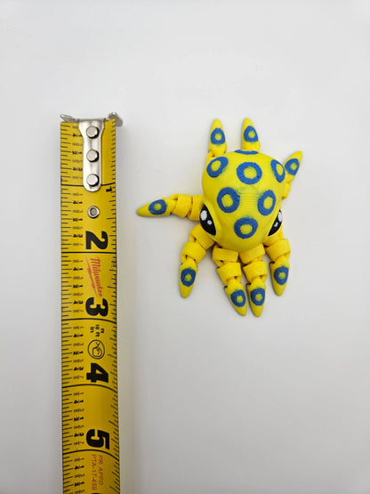 3D Printed Articulating Blue-Ringed Octopus Figurine Great Gift and Desk Figure