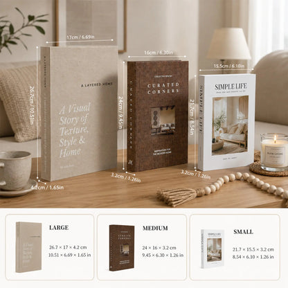 3-Piece Modern Fake Book Decor Set, Decorative Ornaments for Living Room, Perfect for Coffee Table, Bedside Table and Shelf, Home Photo Props, Festive Decoration