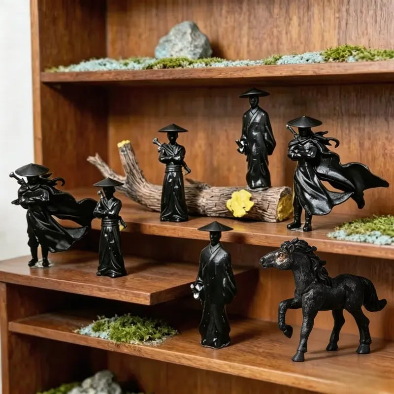 Mini Samurai Statue, Ronin Warrior Miniature, Japanese Samurai Figurine, Figurines Decor, Bonsai Micro Landscape Decor, Car Ornament, Shelf Display, Desk Decoration, Resin Figure, Resin Figurine Statue