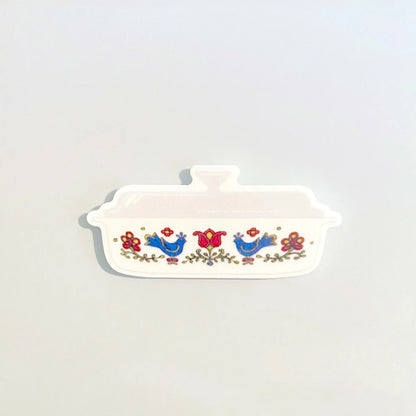 Country Festival Corningware Fridge Magnets, 70s Retro Kitchen, Corning Ware Casserole, Pyrex Magnets, Blue Birds
