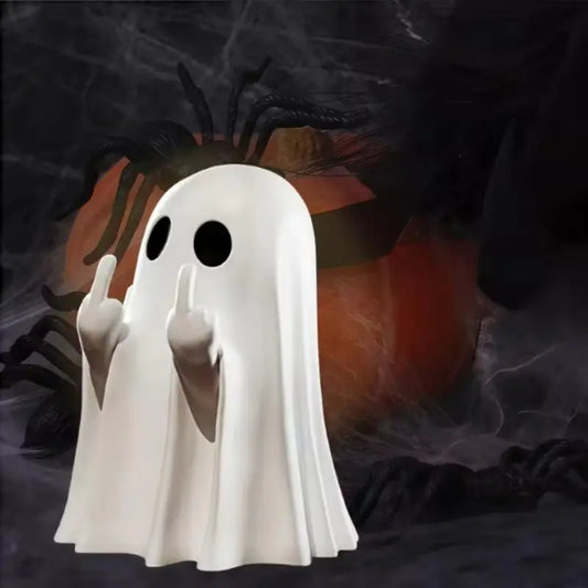 Funny Middle Finger Ghost Statue, Decorative Figurine, Indoor Decorative Ornament, Perfect for Home, Door, Desk Halloween Decoration Gift