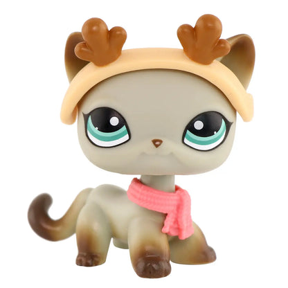Mini Shorthair Cat Bobble Head Decoration #391 - Animal Design PVC Plastic Collectible Statue with Fashion Accessories, Toy Collection Compatible, Birthday Christmas Gift Ornament