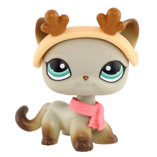 Mini Shorthair Cat Bobble Head Decoration #391 - Animal Design PVC Plastic Collectible Statue with Fashion Accessories, Toy Collection Compatible, Birthday Christmas Gift Ornament