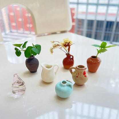 8PCS Whimsical Lightweight 3D Ceramic Flower Vase Magnets - Magnetic Decorative Fridge Magnets, Tiny Mini Bud Vases for Refrigerator Decorating & Fridge Display
