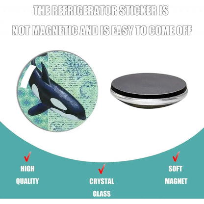 Strong Glass Refrigerator Stickers,12Pcs Magnets for Fridge,Funny Fridge Magnet Shape,Cute Small Tiny Magnet for Kitchen Whiteboard Door Decorative (Marine Animals Refrigerator Stickers)