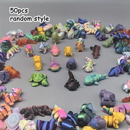 50-Piece 3D Printed Animal Kingdom Models, Decorative Standing Figures, Decorative Statues, Decorative Sculptures, Statue Figurines, Unique Animal Decorations, Room Decor, Garden Ornaments, Aquarium Accessories, Ideal for Festive Scenes
