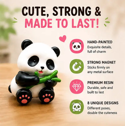 Kawaii 3D Panda Soft Resin Fridge Magnets Cute Set - Includes Magnet, Message Holders, Kitchen Decor, Playful Gift for Panda Lovers (4-8 Pcs)